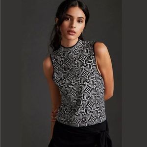 NWOT Anthropologie Maeve geometric mock neck sleeveless sweater